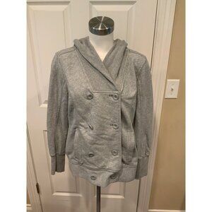 Puma Gray Double Breasted Button Up Sweatshirt Hoodie, Size XL